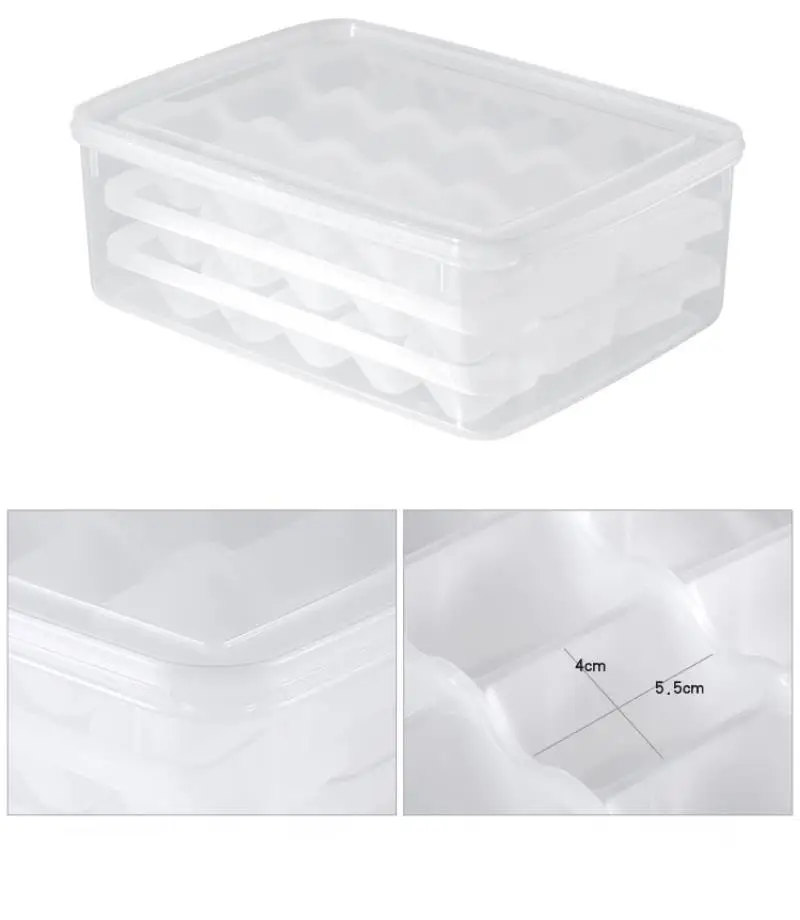 New Refrigerator Fresh Keeping Storage Case Holder 3-Layers Dumpling Box Thawing Box