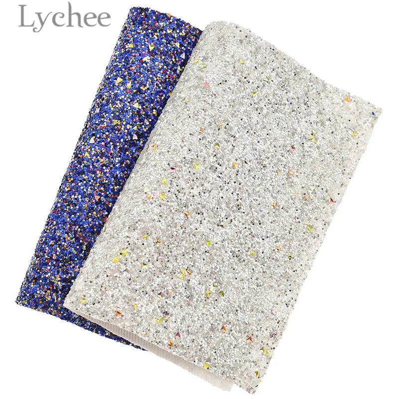 Lychee Life 21x15 см A5 блестящая искусственная из искусственной кожи Ткань Высокое качество Блестки Синтетическая Кожа DIY материал для сумки одежды