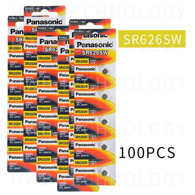 100 шт./лот Panasonic оригинальный SR626SW часовая батарейка G4 377A 377 LR626 SR66 LR66 элементы