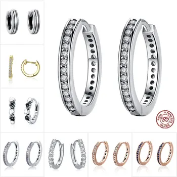 BISAER 925 Sterling Silver Cubic Zircon Round Circle Crystal Women Korean Hoop Earrings for Women Fashion Women Earrings brincos on Aliexpress.com | Alibaba Group
