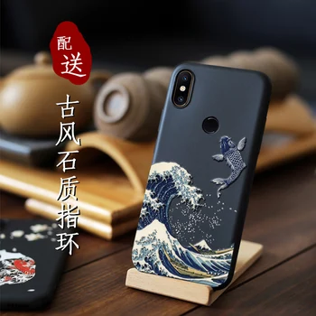 

Great Emboss Phone case For XIAOMI Redmi Note 8 Pro Note 7 Pro note7pro cover Kanagawa Waves Carp Cranes 3D Giant relief case