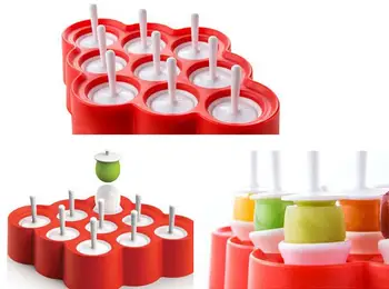 

New Silicone Mini Ice Pops Mold Chocolates&round Cubes Mould Maker with 9 Sillicon Stickers Party Supply High Quality 48 Pcs