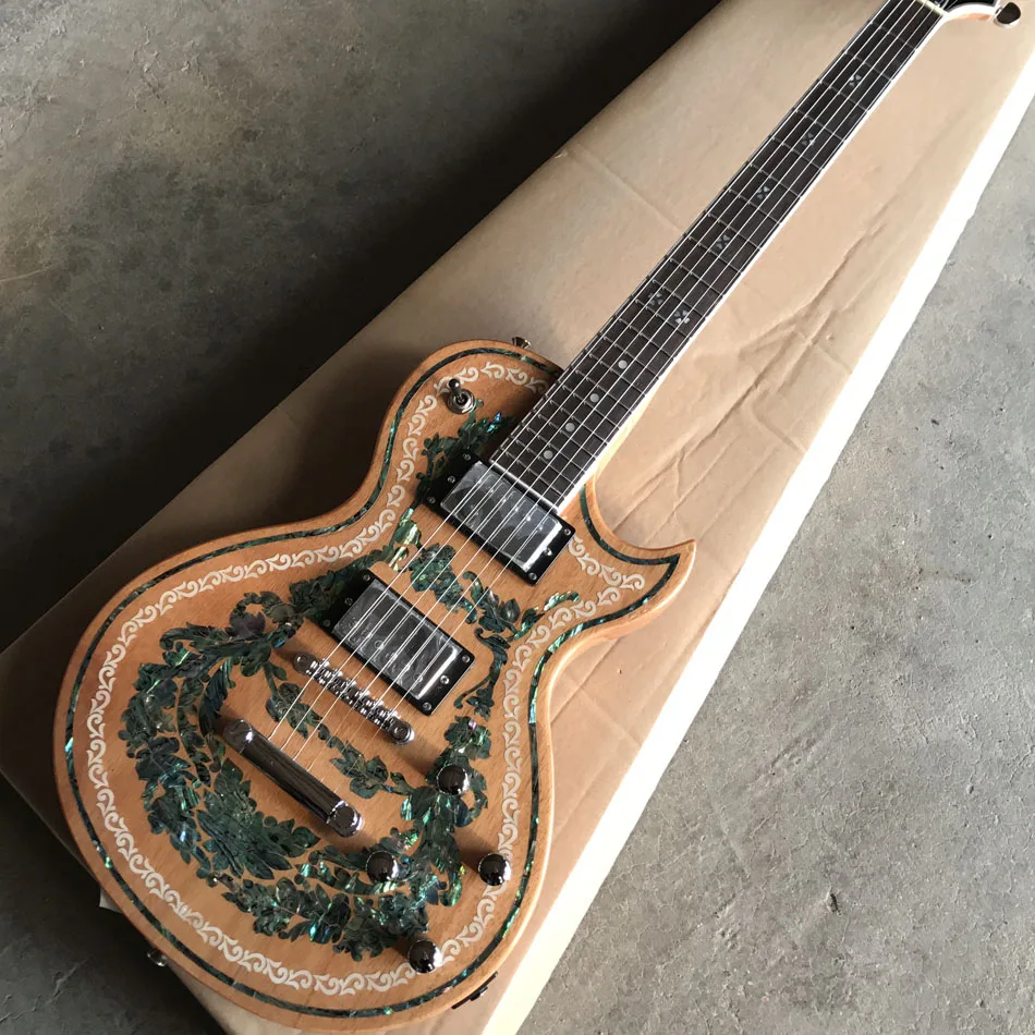 New Handmade Electric Guitar, Abalone Inlay in body, chrome hardware