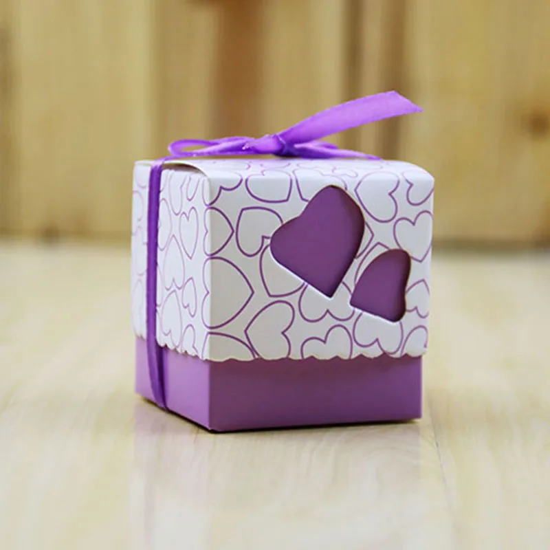 10 шт./лот, бумажная коробка в форме сердца, вечерние коробки, свадебные коробки для конфет, квадратные подарочные коробки, упаковка для печенья