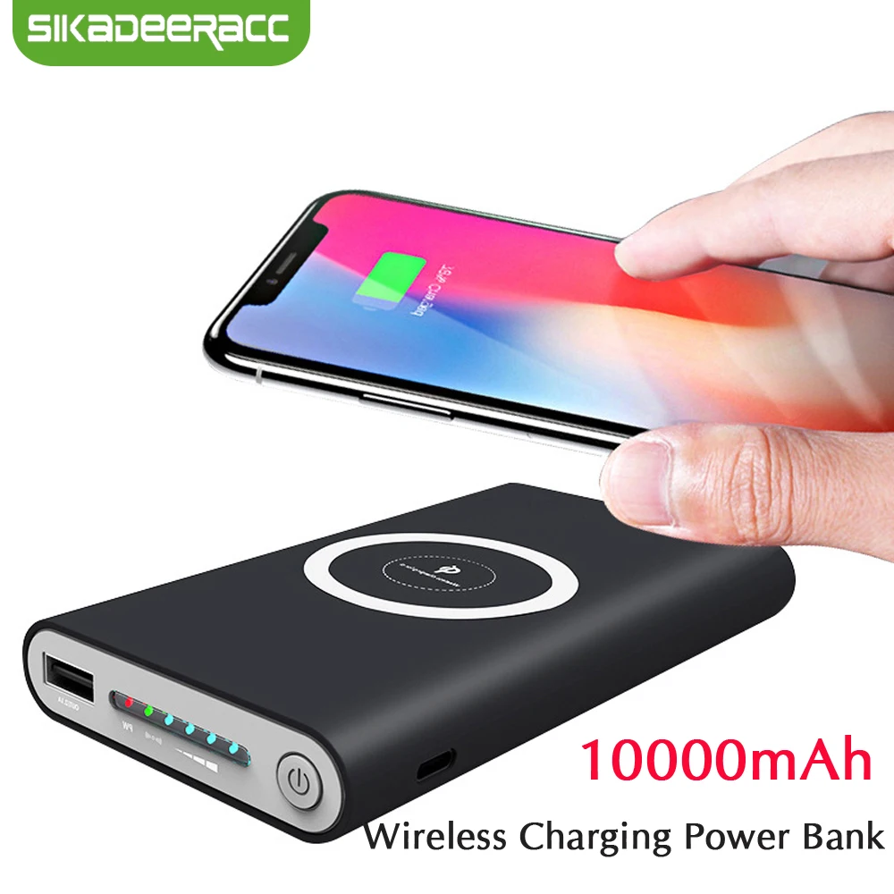 

Wireless Power Bank 1000 mAh Digital Charger For iPhone Xs Max X 8 Plus iPad Samsung S8 Galaxy Note 9 Xiaomi Portable With USB