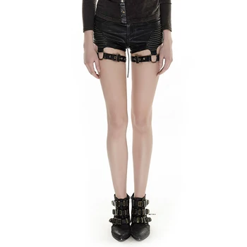 

Punk Women's High Waist Short Shorts Summer Hot Sexy Tight PU Leather Short Pants Black Bandage Casual Shorts