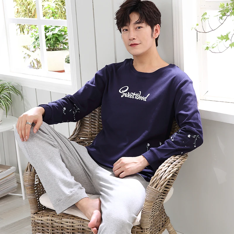 Весна и осень пижамы для мужчин коллекция 2019 новый хлопок Pijama Hombre Invierno bt21