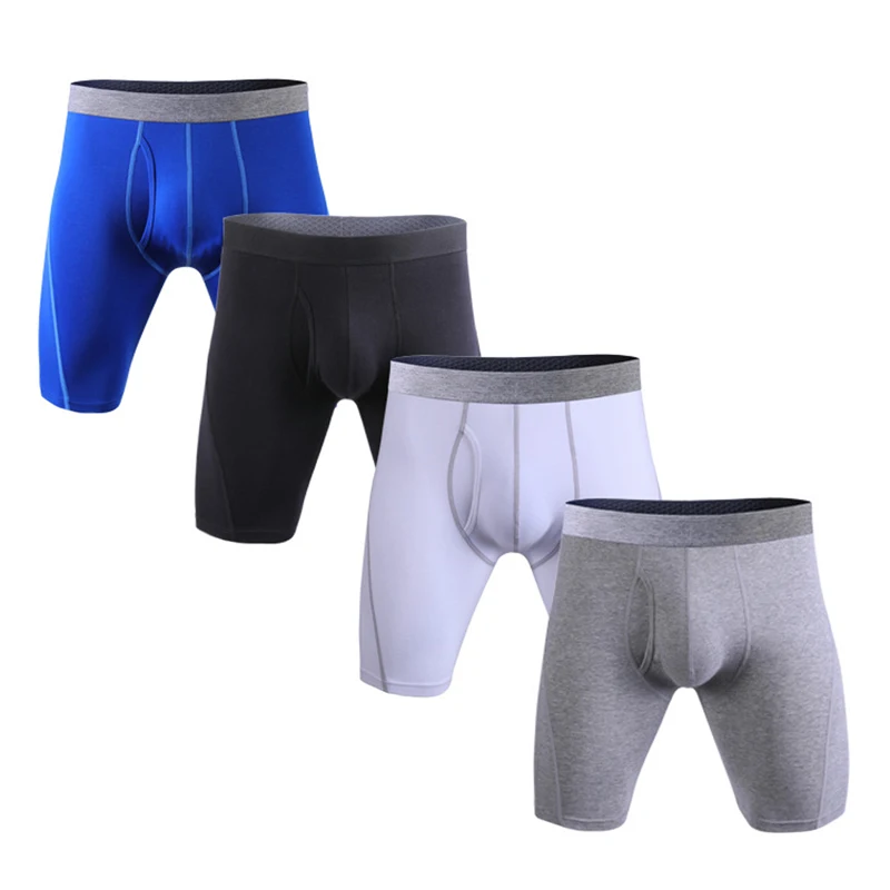 2018 Cotton Men's Solid Breathable Boxer Elastic Wear Youth Middle