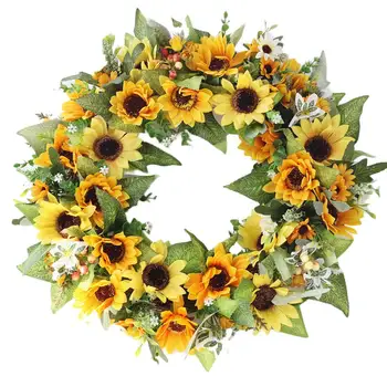 

2018 New Year Christmas Decoration Artificial Sunflower Crepe Garland Door Decoration Wall Decoration Wreath for Home Door Wall