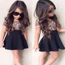 Новое модное летнее короткое платье принцессы с короткими рукавами и леопардовым принтом для маленьких девочек стильные платья для маленьких девочек