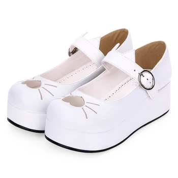 

Angelic imprint New Designer Sweet Lolita s Women Pumps shoes PU Leather Embroidery heart-shaped Platform shoes size35-46 8967