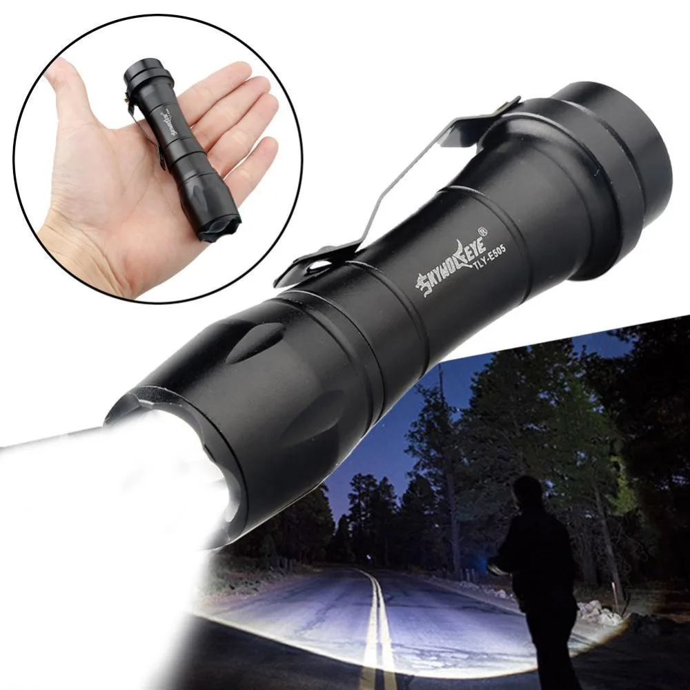 SKYWOLFEYE 2000 Lumens Q5 LED Flashlight zoom 3 Modes pocket clip