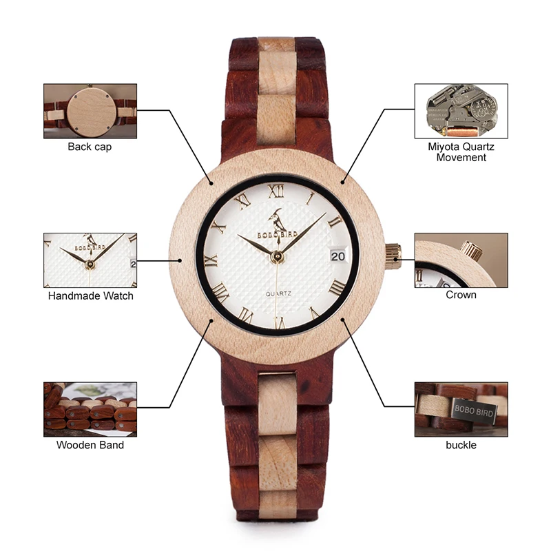 BOBO BIRD деревянные часы для женщин Relogio Feminino роскошный браслет с тонким деревянный ремешок кварцевые наручные часы V-M19