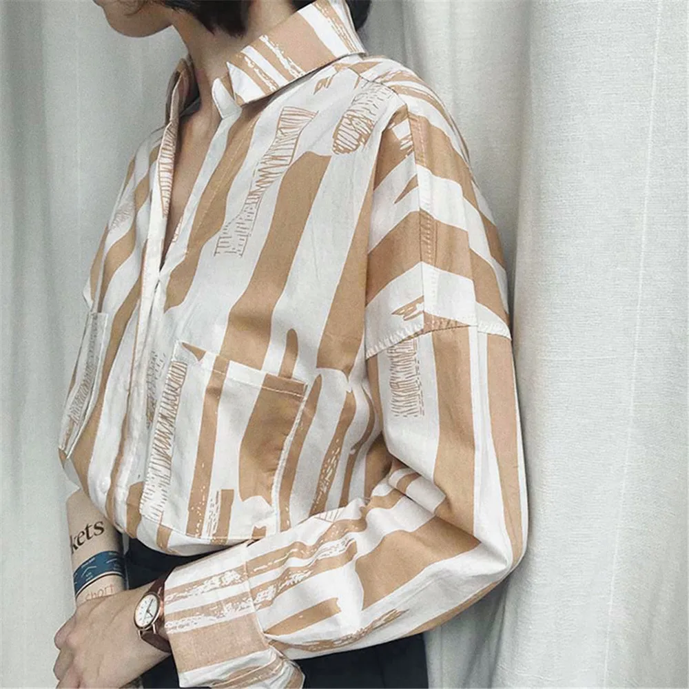 Autumn Striped Blouse Women 2018 Blusas Loose Slim Fit Long Sleeve Campus Shirts Fashion Top All Match For Women's Blouses  (5)