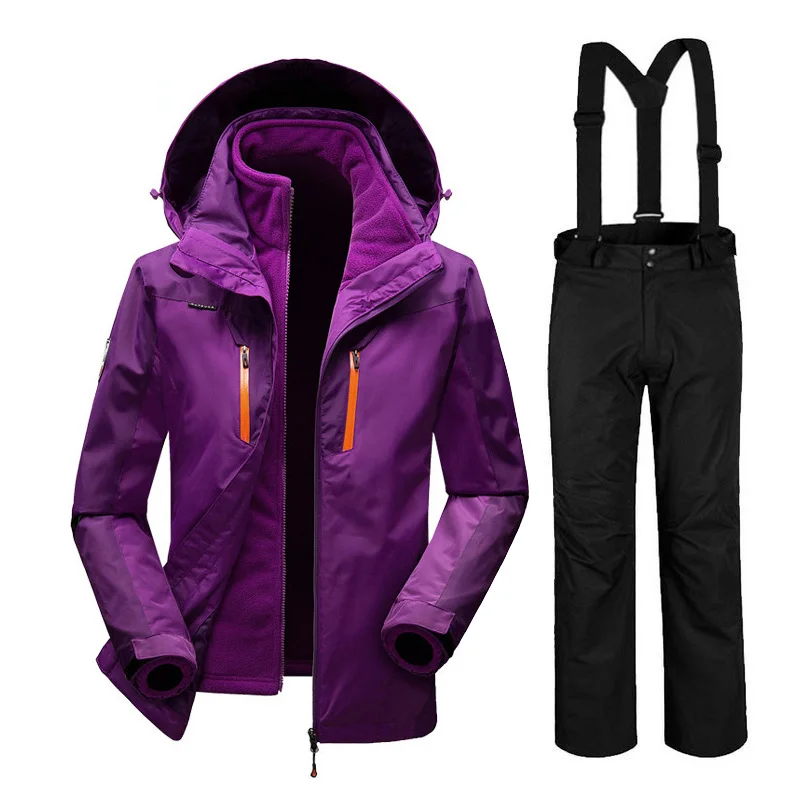 روسيا الشتاء-35 درجة الدعاوى التزلج على الجليد للماء سوبر الدافئة سترة تزلج + سروال للمرأة في الرياضة معطف