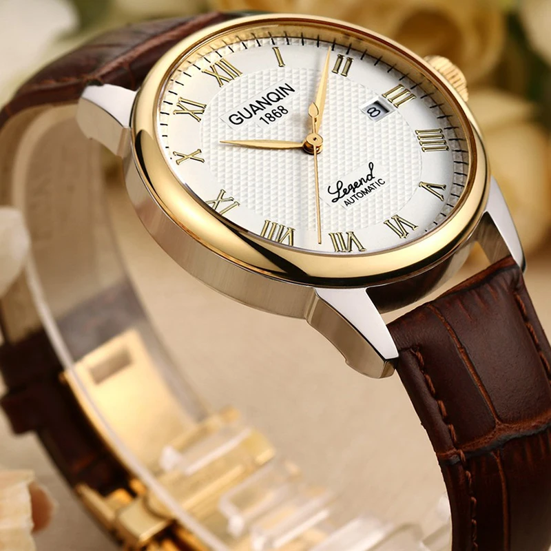 

GUANQIN 2018 Men Watch Automatic Business Mens Watches Top Brand Luxury Mechanical Leather Waterproof Clock Relogio Masculino