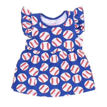 

2018 toddler girl shirts baseball mermaid cartoon expression print icing ruffle shirts summer tops for girls boutique clothes
