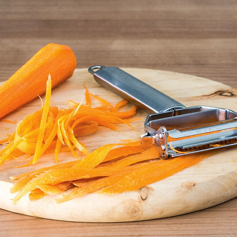 Ультра острый нож для чистки и нарезки соломкой Овощечистка и овощерезка с чистящей щеткой для картофеля моркови фруктов кухонные инструменты