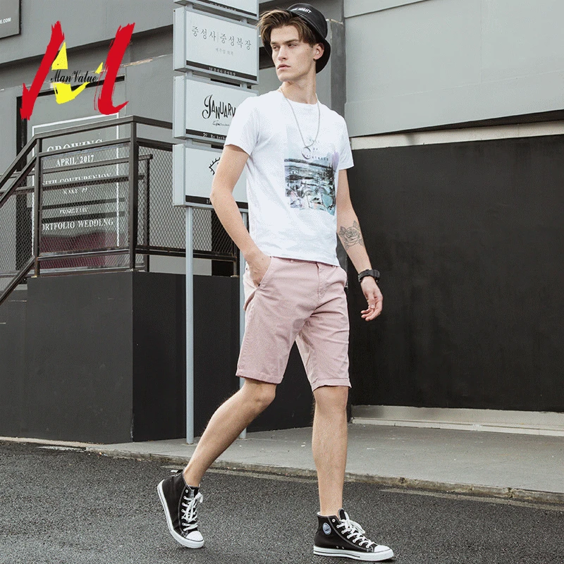 MANVALUE Летние оригинальные модные мужские шорты для отдыха со средней талией европейские и американские повседневные шорты из полихрома