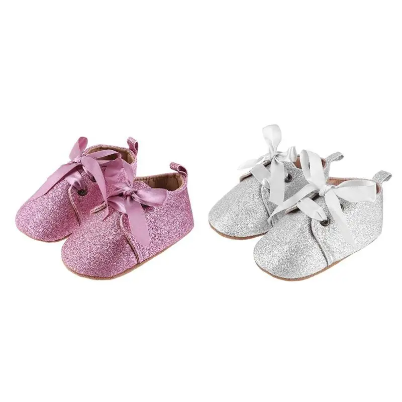 

Baby Girls First Walkers Baby Shoes Cute Princess Bowknot Lace-up Shoes Spring Solid Color Infants Prewalker Newborn Prewalker