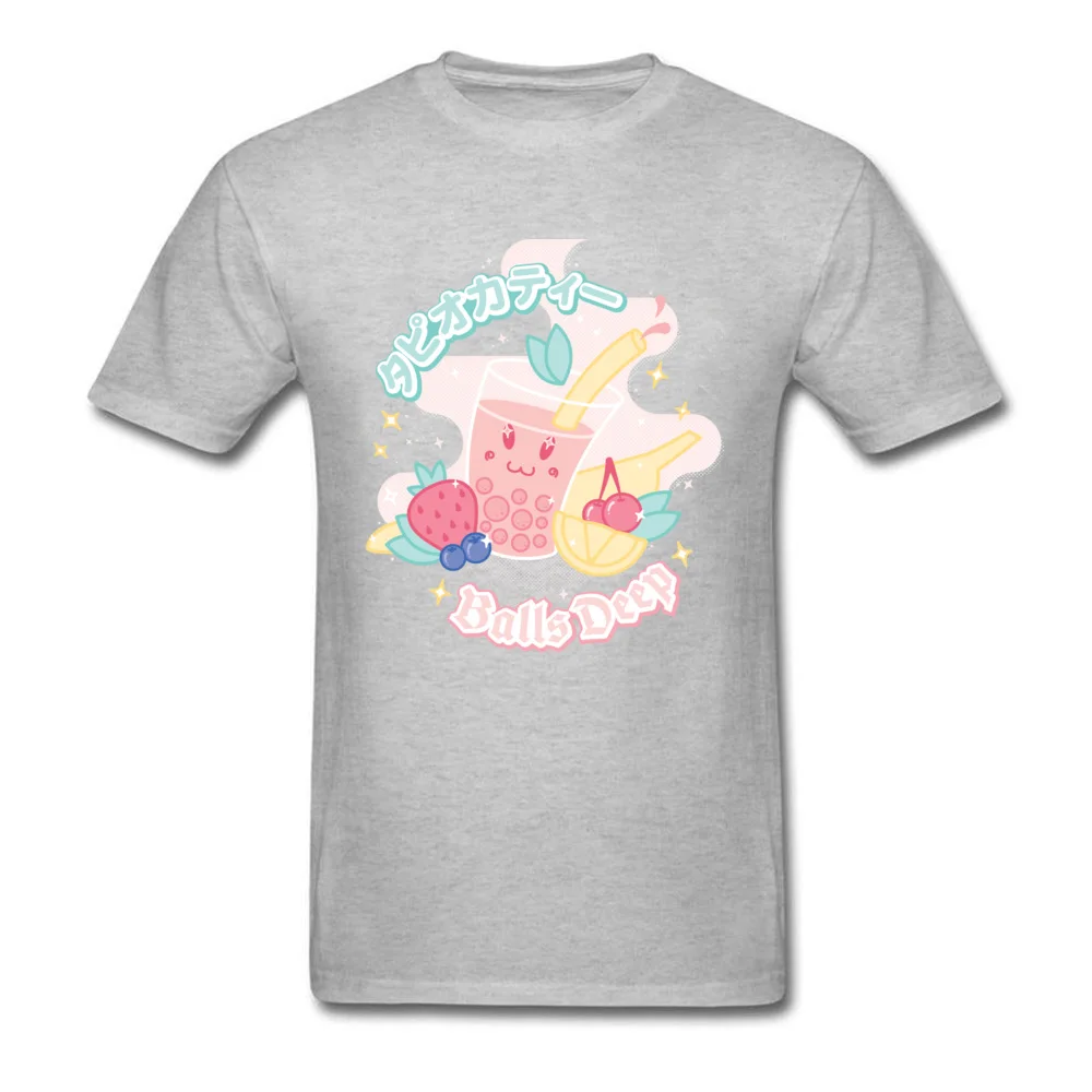T Shirt Bubble Tea Summer/Autumn Funny Hip hop Short Sleeve 100% Cotton Crew Neck Mens T Shirt Hip hop Tops & Tees Bubble Tea grey