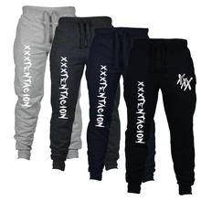 Для мужчин брюки уличной хип-хоп XXXTentacion Повседневное Штаны Для мужчин Фитнес джоггеры пот Штаны Осенняя флисовая утолщение шнуровка