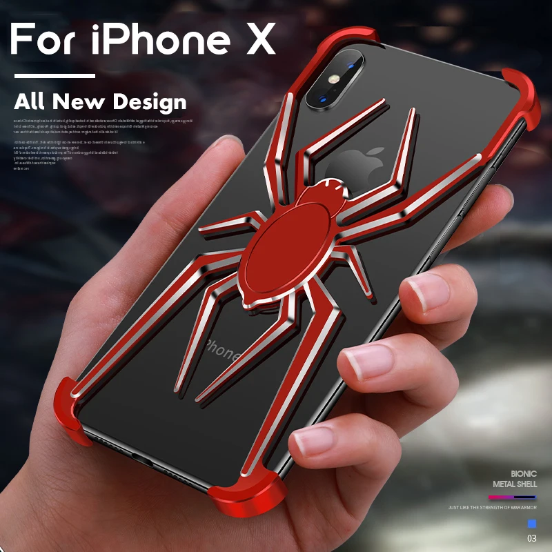 

ADKO Luxury Spider Case for iPhone XR XS Max Armor Heavy Dust Protective For Aluminium Metal Bumper For iPhone X