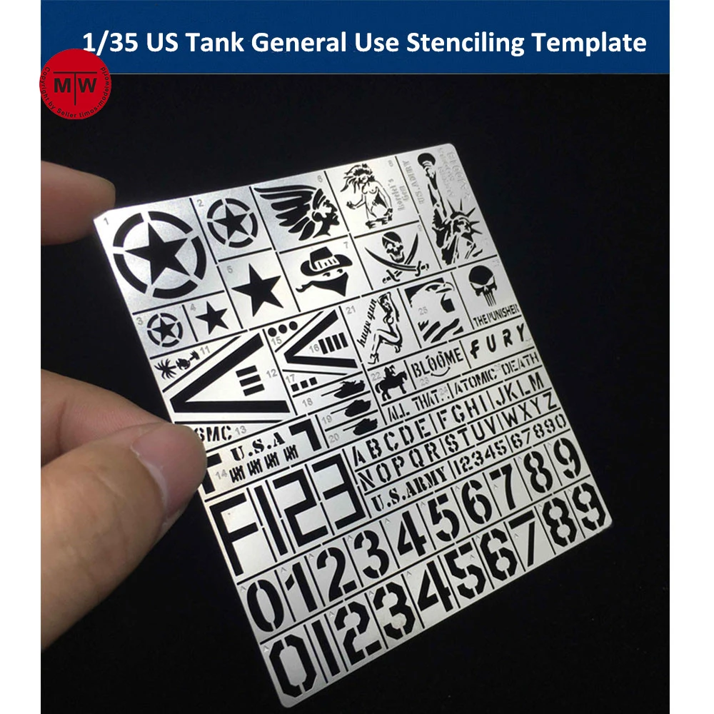 

1/35 Scale US Tank General Use Stenciling Template Leakage Spray Plate Model Building Tools AJ0018