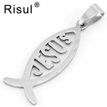

Risul fish JESUS charm mirror polished mini Pendant stainless steel for personalized keychain, necklace 10pcs