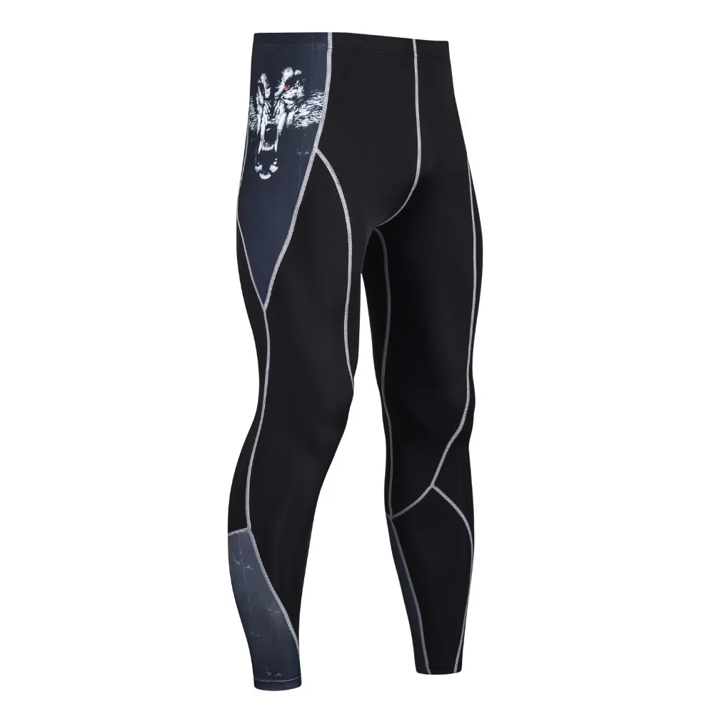 

2018 New Fashion Mens Compression Pants 3D Print Quick Dry Skinny Leggings Tights Fitness MMA Pants Stitching Tousers