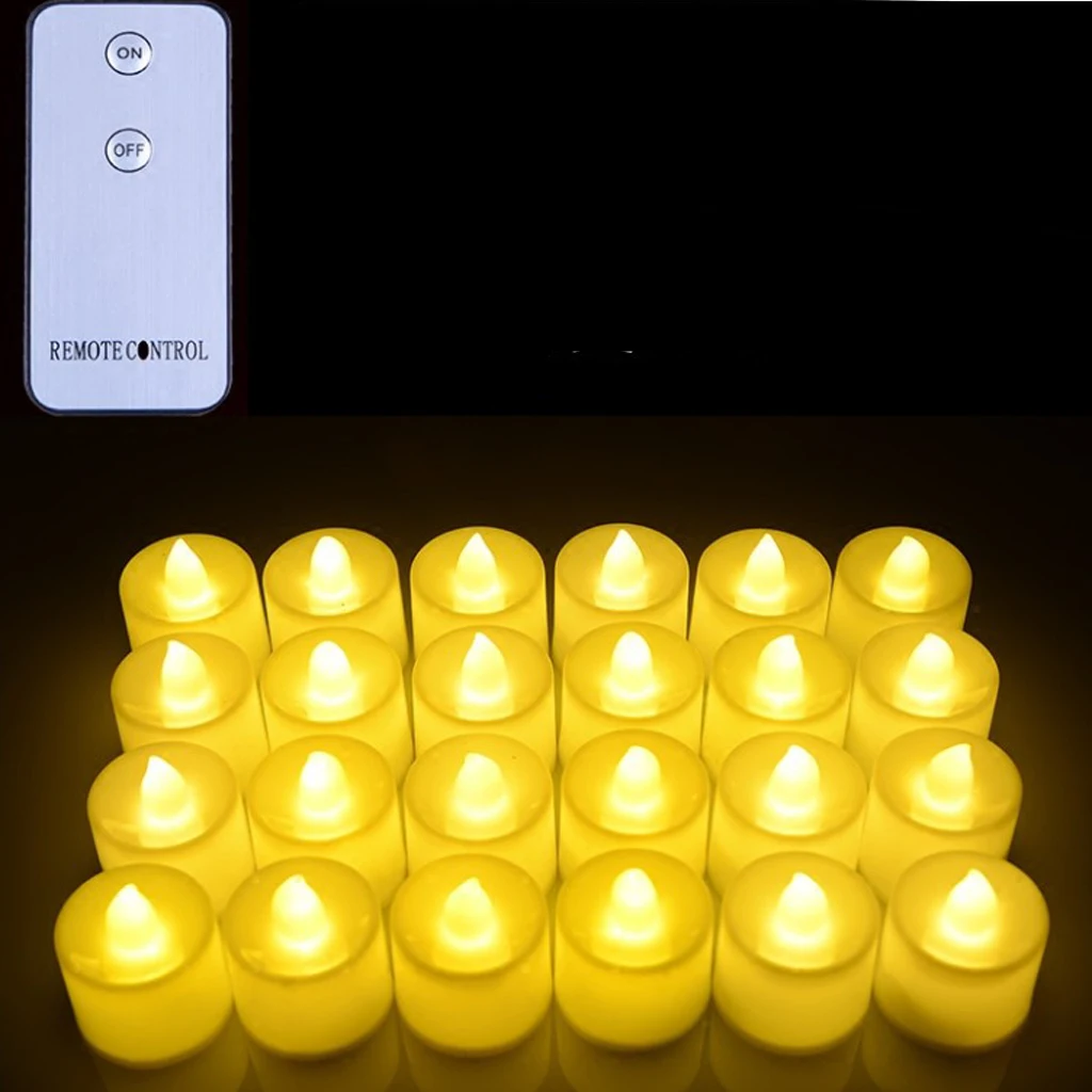 24Pcs Candles LED Tea Light Flameless Flickering Party With Remote Control