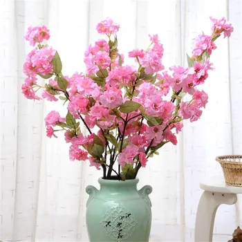 

8cspcs Fake Cherry Blossom Flower Branch Begonia Sakura Tree Stem 88cm for Event Wedding Party Artificial Decorative Flowers