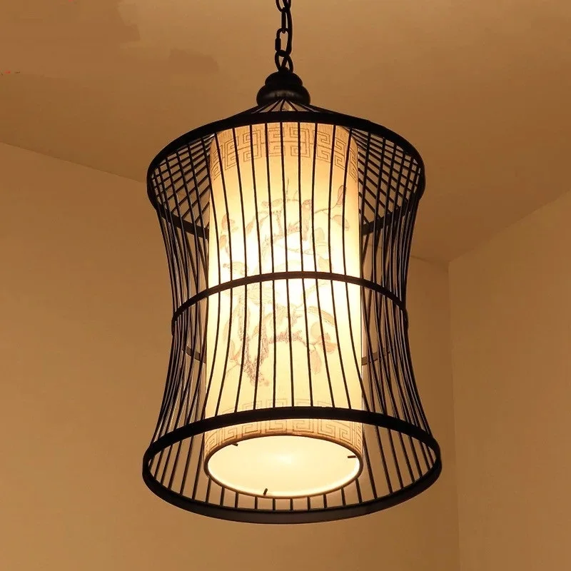 

Chinese vintage iron cage pendant lamps antique teahouse balcony birdcage lamp bedroom restaurant pendant light ZA925651