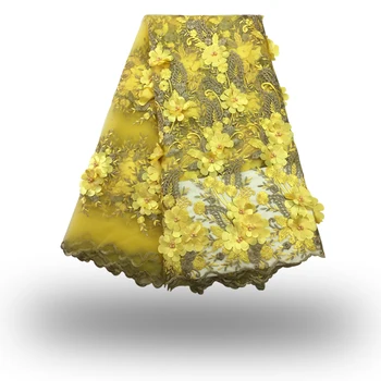 

Latest applique French Lace Fabric 2020 .High Quality yellow African Lace Fabric For Wedding dress.FC17-LFE French Mesh Lace