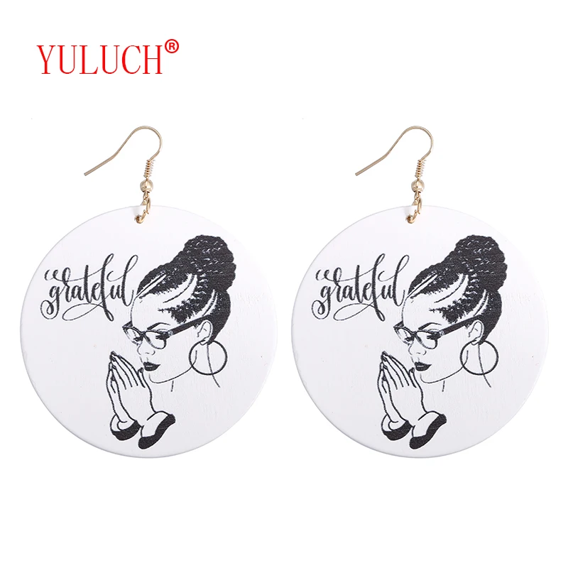 

YULUCH 2018 Fashion Beautiful Praying Woman Painted Pendant for Personality African Woman Simple Earrings Jewelry Gift