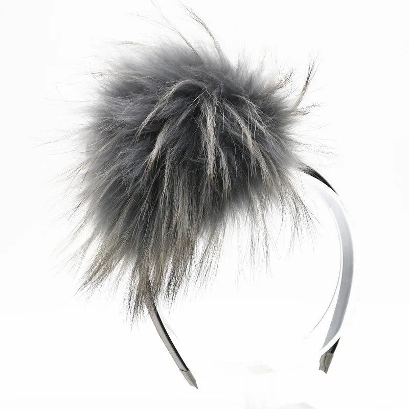 Модный натуральный мех recoon меховой помпон из лисьего меха с защелкой, повязка на голову с кнопкой, сменные зимние популярные аксессуары для девочек 12 см pom