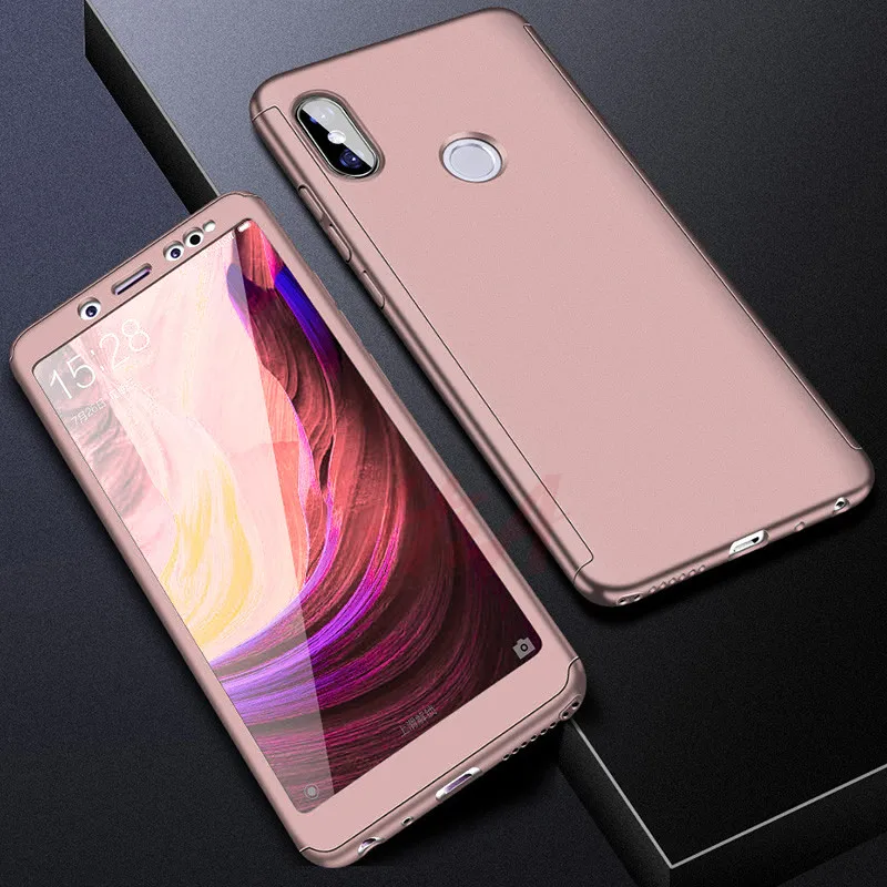 Luxury 360 Full Protective Case For Xiaomi Redmi Note 6 5A 5 Pro Phone Case Glass For Redmi S2 6A 6 Pro 5 Plus 5A Case Glass - Color: Pink