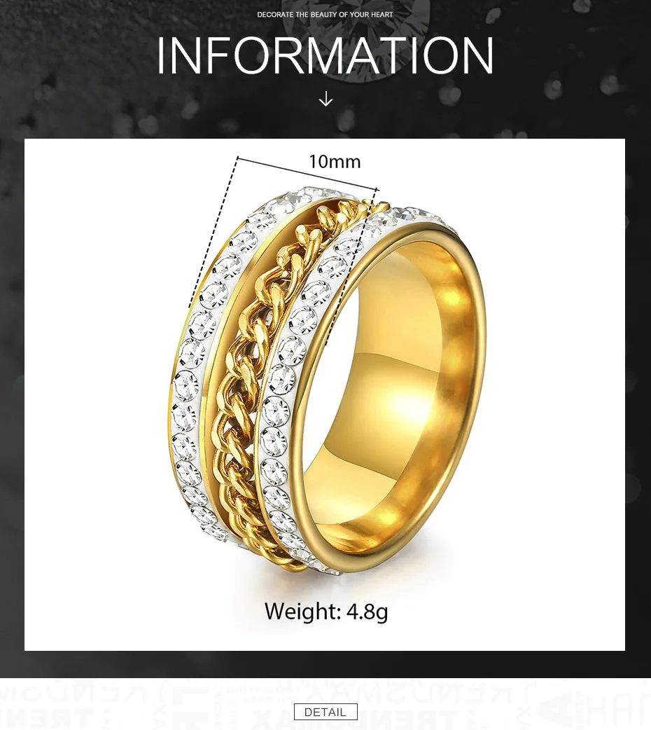 10 мм, мужское женское кольцо-Спиннер, серебряное, золотое, со льдом, проложенные Стразы, обручальное кольцо в стиле хип-хоп, мужское ювелирное изделие GRM11