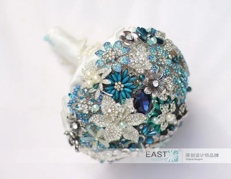 На заказ свадебная брошь свадебные букеты синий кристалл букет невесты DIY Ювелирные изделия букет