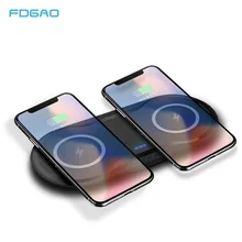 FDGAO Dual QI Беспроводное зарядное устройство для iPhone 11 Pro XS Max XR X 8 samsung S10 S9 2 в 1 беспроводная зарядная док-станция настольная