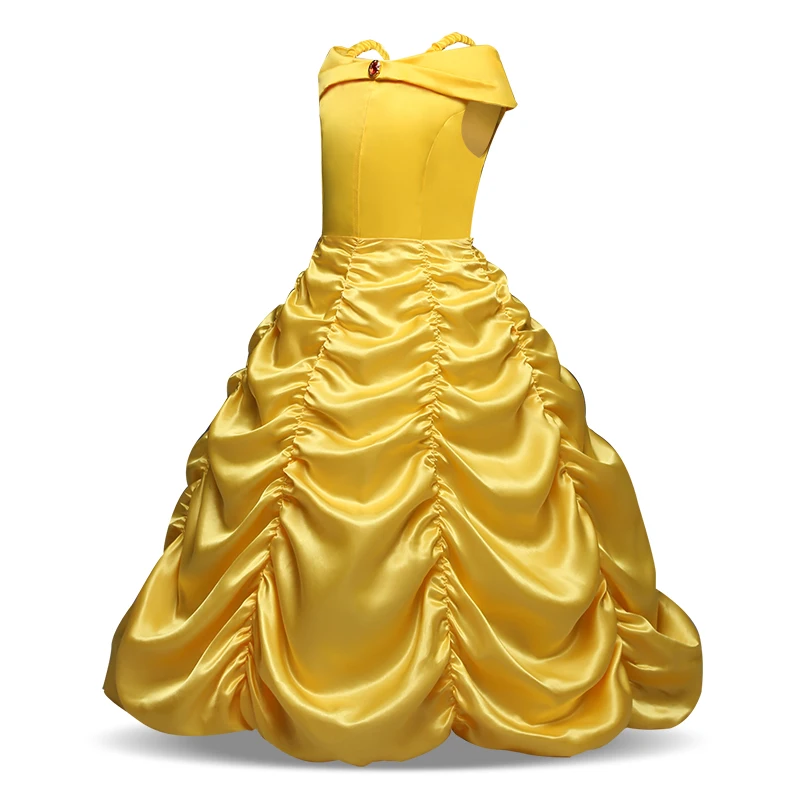 Girls dress princess costume kids clothes for Beauty and the beast Belle Party