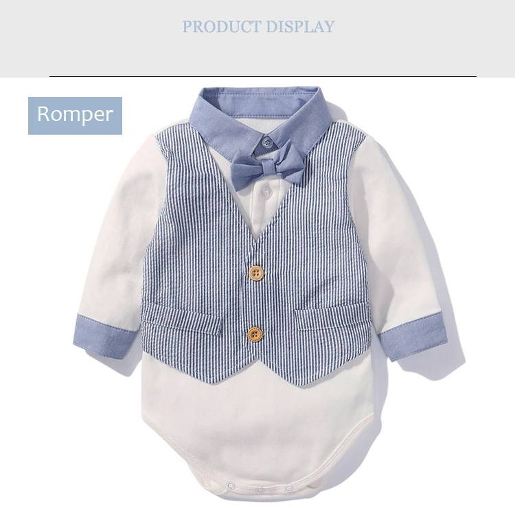 Romoers/комплекты одежды для маленьких мальчиков, Детский комбинезон с галстуком-бабочкой и штаны, хлопковый костюм для мальчиков, новинка года, детский костюм на день рождения