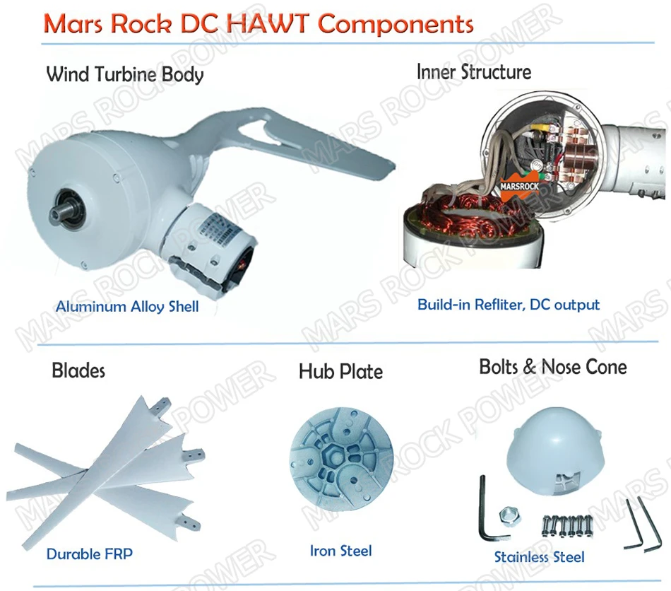 12V или 24VDC В комплект входят 3 лезвия 400 Вт ветрогенератор со встроенным выпрямительный модуль, 2 м/с стартовая ветровая скорость мини ветровые турбины