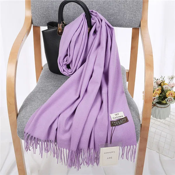Light Purple TagerWilen, роскошный брендовый зимний шарф, унисекс,, женский, мужской, шерстяной, небесный, кашемировый шарф, Пашмина, с кисточками, для женщин и мужчин, накидка, шаль - Цвет: Light Purple