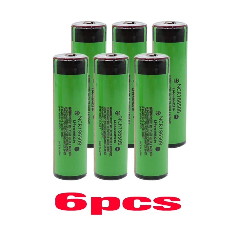 NCR18650B 3,7 V 18650 батарея 3400mAh перезаряжаемая батарея lityum polimer для фонарика Panasonic с защитой(PCB - Цвет: 6pcs