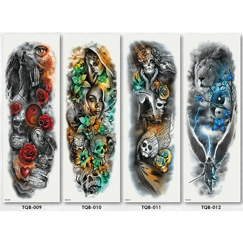 20 типов Для мужчин Для женщин большой татуировки на руку Водонепроницаемый Временные татуировки Стикеры череп цветок тату боди-арт тату