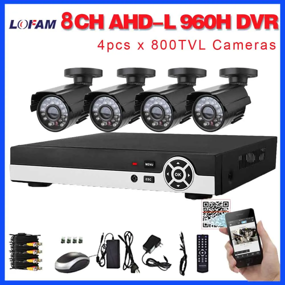 

LOFAM Camera Kit 8CH 960H NVR DVR CCTV Set 4CH Security Outdoor Waterproof Night Vision Cameras Kit Home Surveillance System 8CH