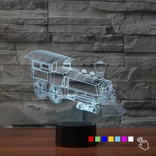 Классический локомотив 3D настольная лампа Цвет Изменение RGB Ночная ночники сенсорный стол настольные Lampara де меса Best подарок для ребенок