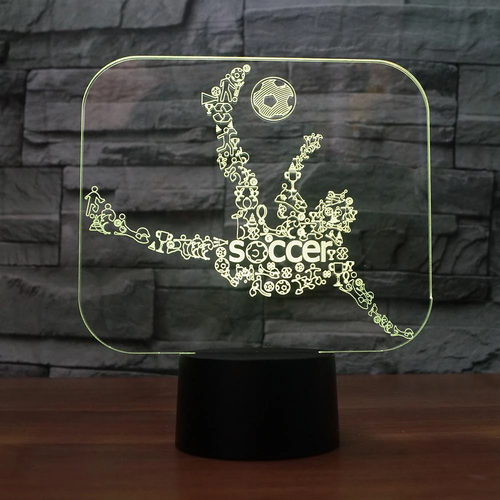Игровой футбол 3D LED ночник 7 цветов Изменение USB настольная лампа иллюзия детский