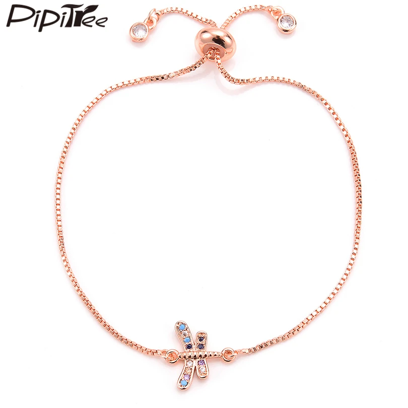 Pipitree симпатичная стрекоза браслет Femme Регулируемая цепочка цвета розового